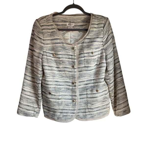 Monroe & Main Size 16 Tweed Beige Jacket Blazer Old Money Lady Like Preppy - Picture 8 of 14
